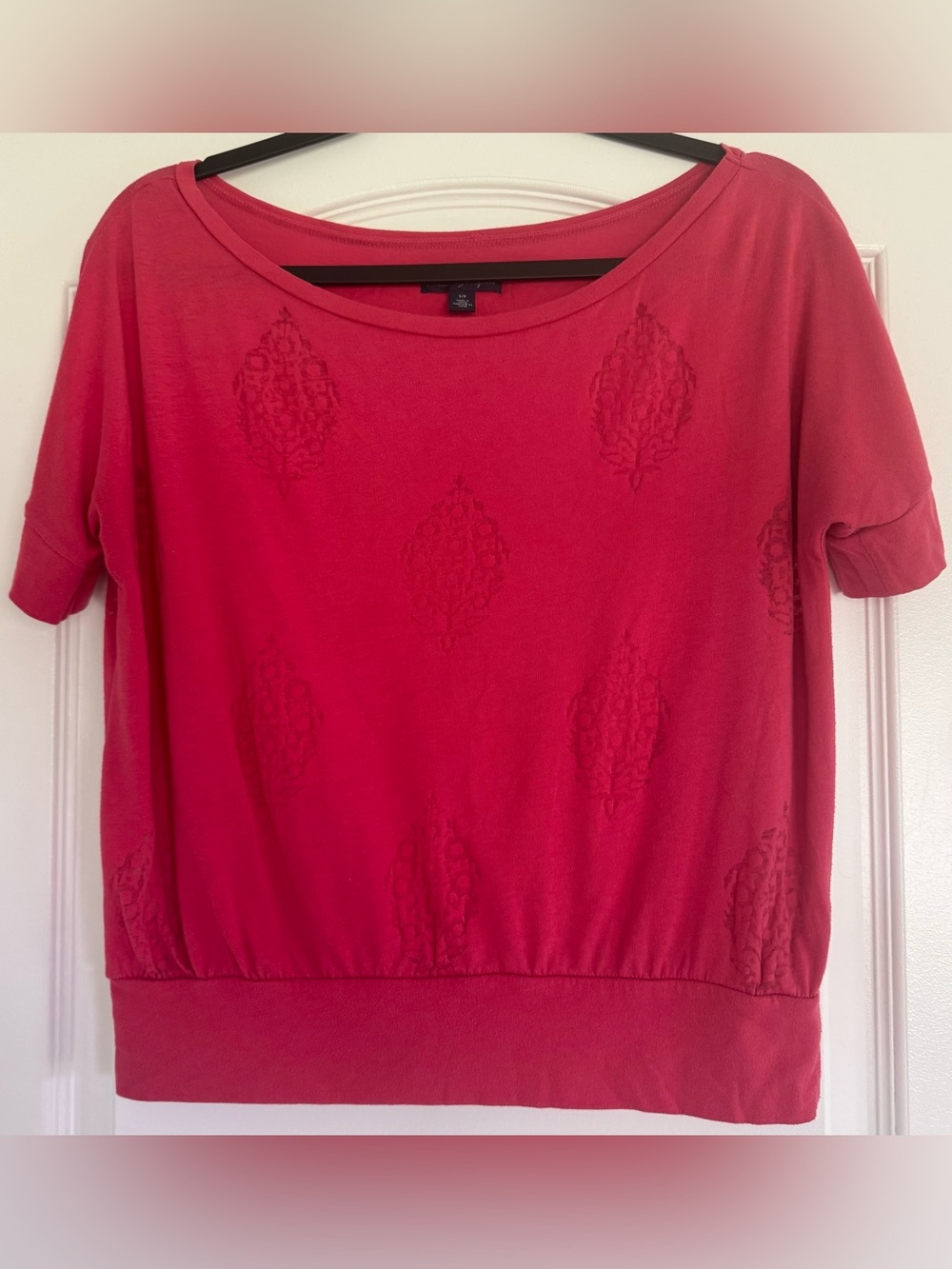 American Eagle Red Burnout Tee Boho Sheer Pattern Top S